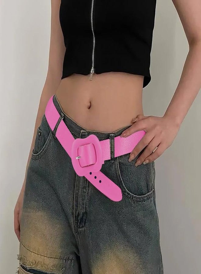 حزام رعاة البقر الوردي الساخن العريض، إكسسوارات مستوحاة من موضة الألفية الجديدة، مناسب للفتيات والسيدات، حزام عصري عريض للغاية للفساتين والجينز، حزام من الجلد الصناعي للسراويل والتنانير، حزام خصر قابل للتعديل لإطلالات الألفية الجديدة وأزياء جيل زد - Image 5