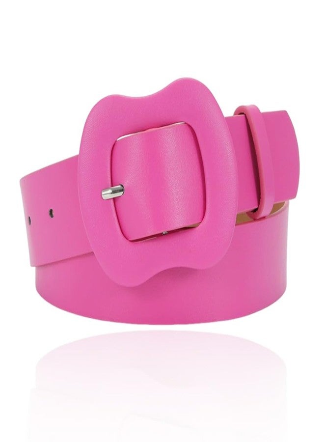 حزام رعاة البقر الوردي الساخن العريض، إكسسوارات مستوحاة من موضة الألفية الجديدة، مناسب للفتيات والسيدات، حزام عصري عريض للغاية للفساتين والجينز، حزام من الجلد الصناعي للسراويل والتنانير، حزام خصر قابل للتعديل لإطلالات الألفية الجديدة وأزياء جيل زد - Image 1