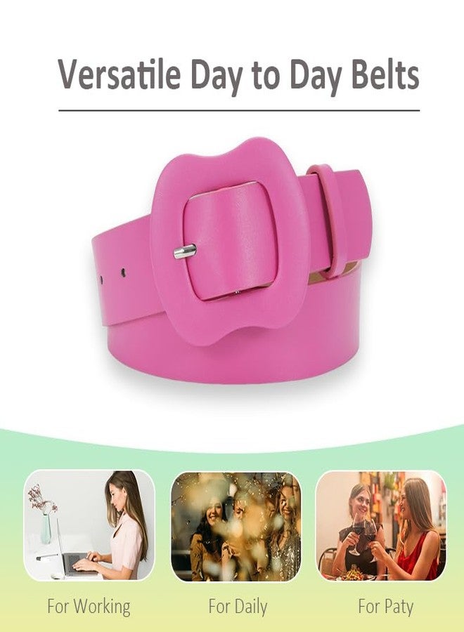 حزام رعاة البقر الوردي الساخن العريض، إكسسوارات مستوحاة من موضة الألفية الجديدة، مناسب للفتيات والسيدات، حزام عصري عريض للغاية للفساتين والجينز، حزام من الجلد الصناعي للسراويل والتنانير، حزام خصر قابل للتعديل لإطلالات الألفية الجديدة وأزياء جيل زد - Image 4