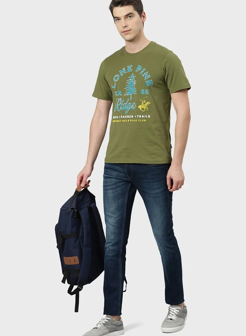 BEVERLY HILLS POLO CLUB green Lone Pine Ridge T-Shirt for Men | Best Price UAE