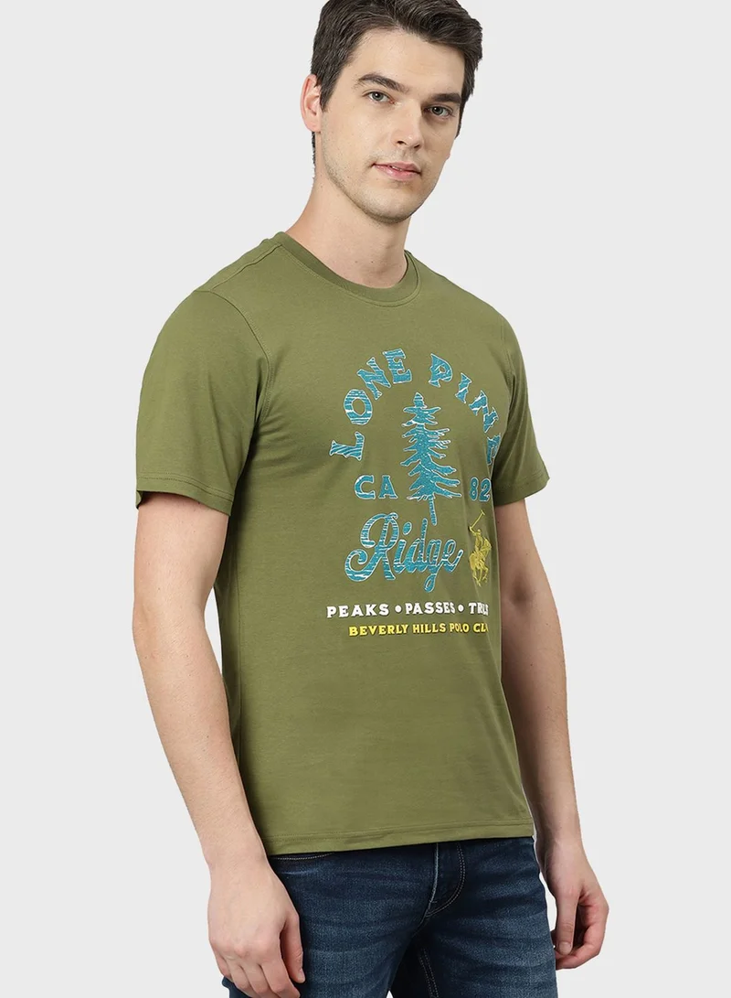 BEVERLY HILLS POLO CLUB green Lone Pine Ridge T-Shirt for Men | Best Price UAE