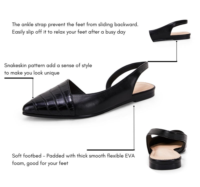 LAICIGO Womens Slingback Flats Closed Pointed Toe Animal Print Low Heel Shoes Slip On Comfortable Sandals - Image 3