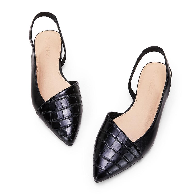 LAICIGO Womens Slingback Flats Closed Pointed Toe Animal Print Low Heel Shoes Slip On Comfortable Sandals - Image 1