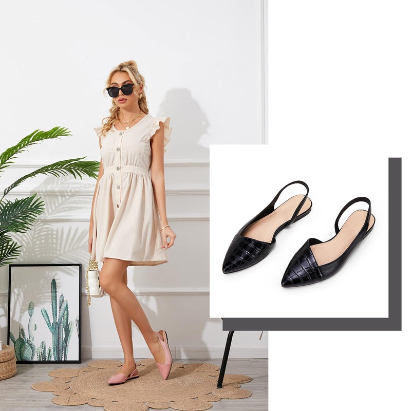 LAICIGO Womens Slingback Flats Closed Pointed Toe Animal Print Low Heel Shoes Slip On Comfortable Sandals - Image 2