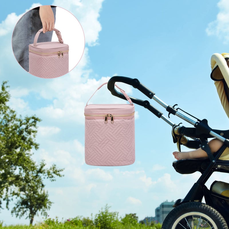 Fasrom Breastmilk Cooler Bag with Ice Pack Fits 4 Large Baby Bottles up to 9 Ounce, Insulated Baby Bottle Bag for Nursing Moms Daycare or Travel, Easily Attaches to Stroller, Pink (Patent Design) - Image 5