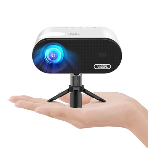 VISSPL Mini Projector with WiFi and Bluetooth, VISSPL Full HD 1080P Projector, Portable Outdoor Projector with Tripod, Home Theater Movie Phone Projector Compatible with Android/iOS/Windows/TV Stick/HDMI/USB - Image 1