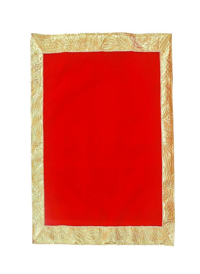 SKYWINS Red Velvet Pooja Cloth for Mandir 18x18 Inch | Lal Kapda for Puja Table, Idol, Bhagavad Gita, Altar | Soft Velvet Religious Mandir Cloth | Red Kapda for Home Temple Use (Big Size) - Image 3