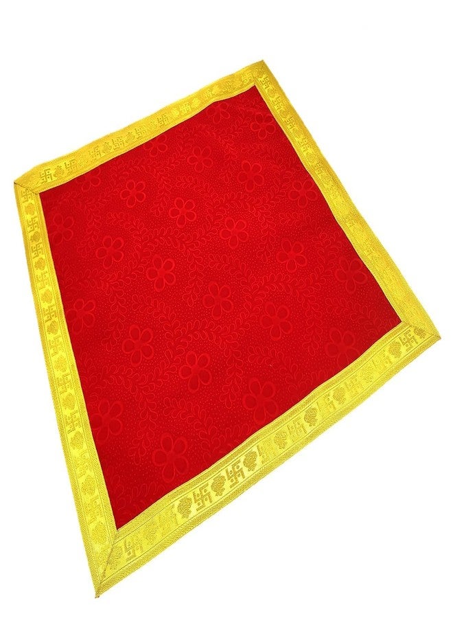 SKYWINS Red Velvet Pooja Cloth for Mandir 18x18 Inch | Lal Kapda for Puja Table, Idol, Bhagavad Gita, Altar | Soft Velvet Religious Mandir Cloth | Red Kapda for Home Temple Use (Big Size) - Image 1