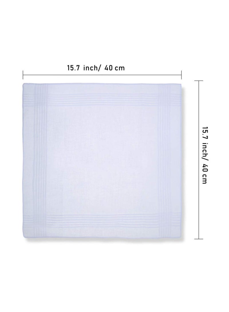 Cotton Handkerchief, 6 Pcs White Pocket Square, Men's Soft Pure White Cotton Handkerchiefs, Large Pocket Squares Hankies, with Satin Border, 16" x 16" (40cmx40cm)  - Image 2