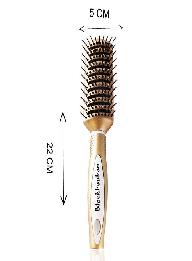 BlackLaoban New Anti-Static Massage Flat Hair Brush Nylon Bristle Hair Brush For Blow Drying, Styling, Curling, Straighten All Type Hairs For Women & Men Shiny (Gold) - Image 2