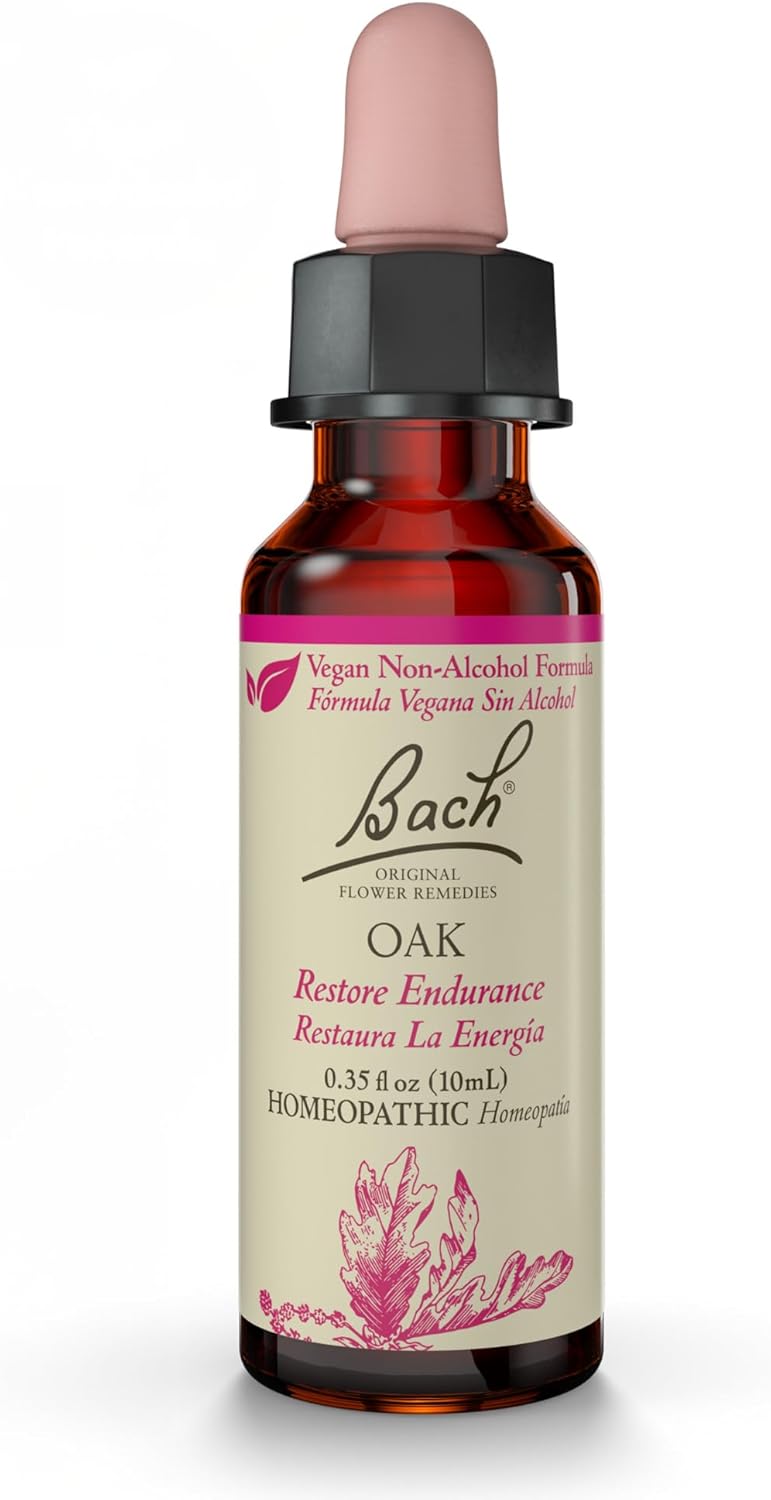 Bach Original Flower Remedies, Oak (Non-Alcohol Formula) - Restore Endurance - Natural Homeopathic Flower Essence for Emotional Balance - Vegan, Gluten Free, Sugar Free - 10mL Dropper