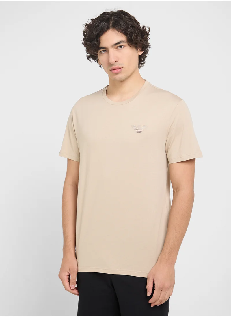 EMPORIO ARMANI Beachwear Logo Crew Neck T-Shirt