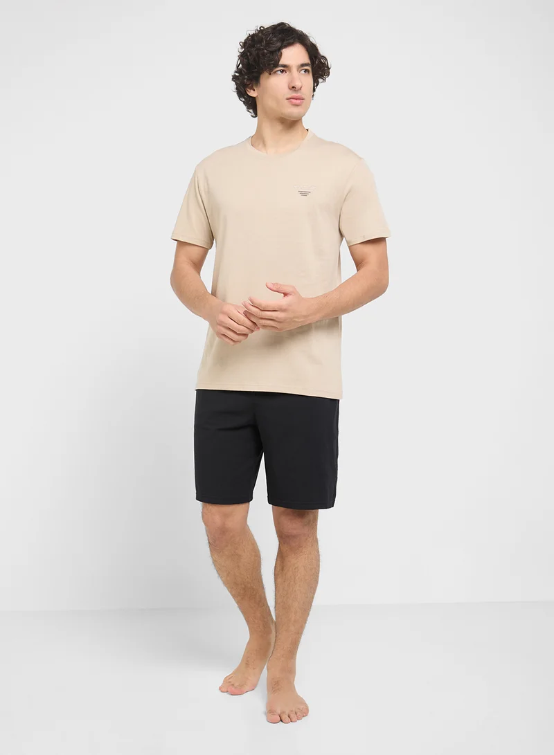 EMPORIO ARMANI Beachwear Logo Crew Neck T-Shirt