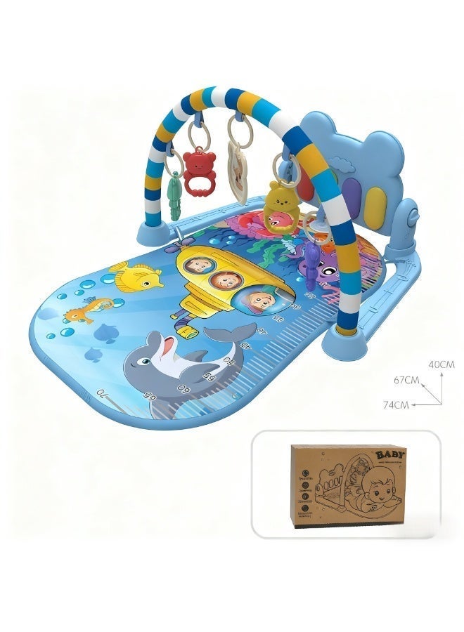 Multifunctional baby foot harp toy, baby music fitness rack, newborn fitness equipment, suitable for babies aged 0-3 (underwater world style) - Image 3
