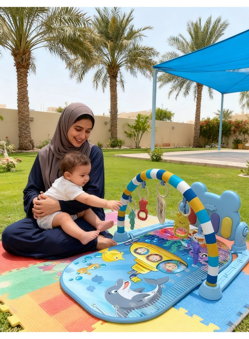 Multifunctional baby foot harp toy, baby music fitness rack, newborn fitness equipment, suitable for babies aged 0-3 (underwater world style) - Image 2