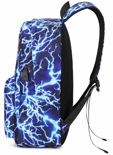 BABUN Boy Backpack Elementary School Bookbag Middle Lightweight Lightning Laptop Teenager Durable Waterproof 17 In (1-Blue) - Image 4