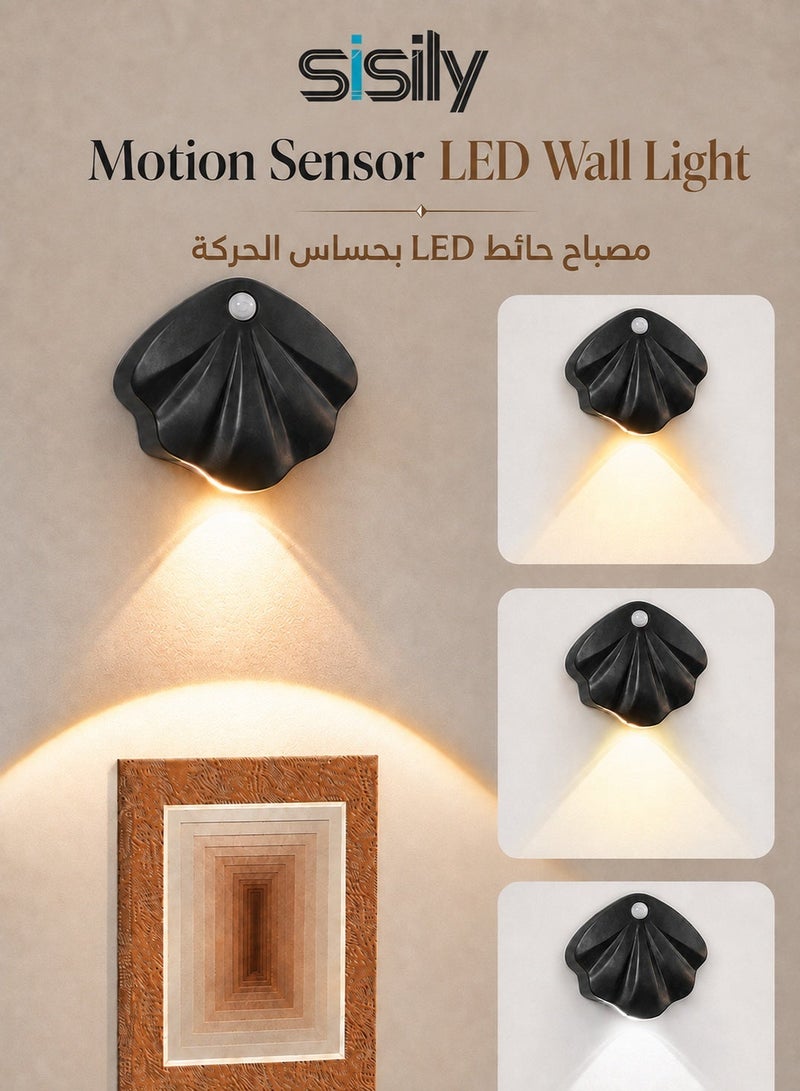 Sisily Motion Sensor LED Wall Light, Rechargeable Wireless Magnetic Picture Light, Battery Operated Wall Lamp for Paintings, Closets, Hallways and Bedrooms, Black - Image 1
