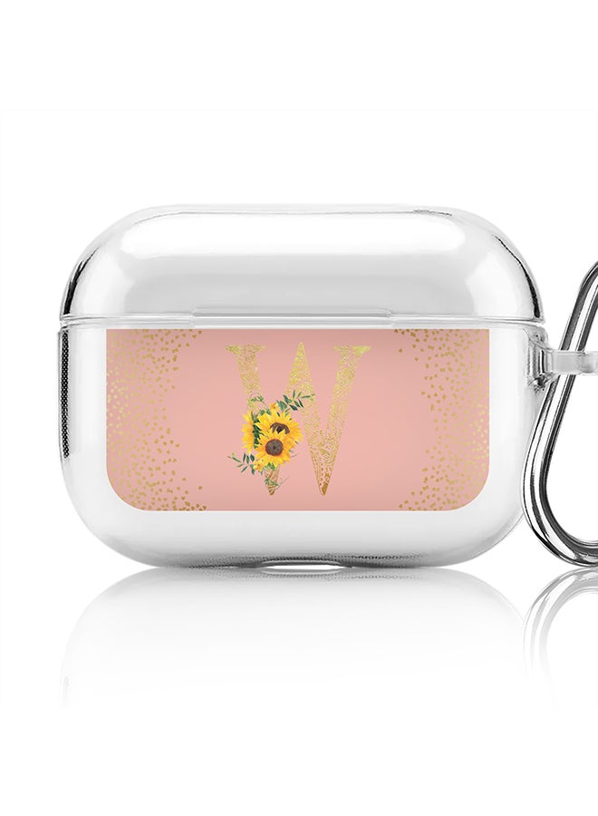 Stylizedd Classic Clear printed Case for Apple AirPods Pro 2nd Generation Thin Transparent Cover - Custom Monogram Initial Letter Mandala Floral Pattern Alphabet - W (Rose Pink ) - Image 1