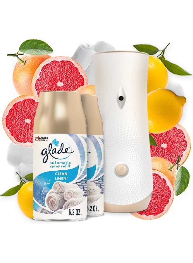 Glade Automatic Spray Refill and Holder Kit, Air Freshener for Home and Bathroom, Clean Linen, 6.2 Oz, 2 Count - Image 3