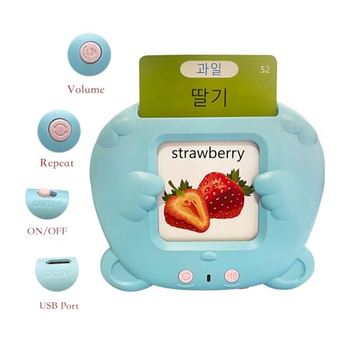MINMEER KoreanEnglish Talking Flash Cards for Kids 112 PCS Learn Korean Alphabet Words and Pronunciation Korean Language Learning Toys for Beginners - Image 5