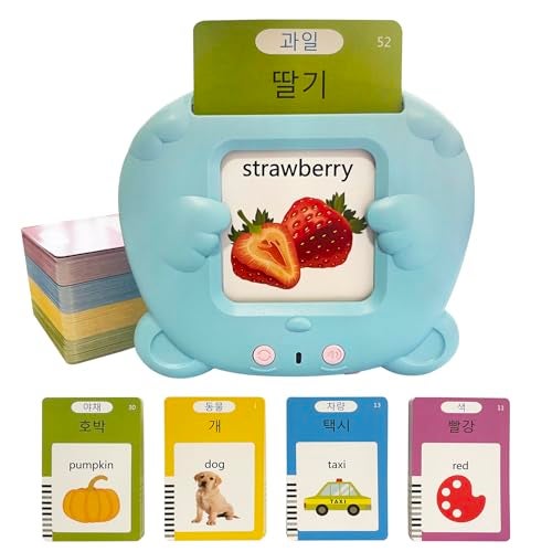 MINMEER KoreanEnglish Talking Flash Cards for Kids 112 PCS Learn Korean Alphabet Words and Pronunciation Korean Language Learning Toys for Beginners - Image 1