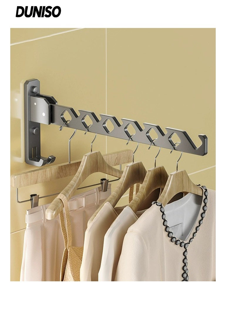 DUNISO Wall Mount Clothes Drying Rack，Clothes Hanger With Swing Arm,Retractable Folding Indoor Wall Mounted Hanger, 180°Rotation，for Laundry Room Bedroom Balcony Bathroom - Image 1