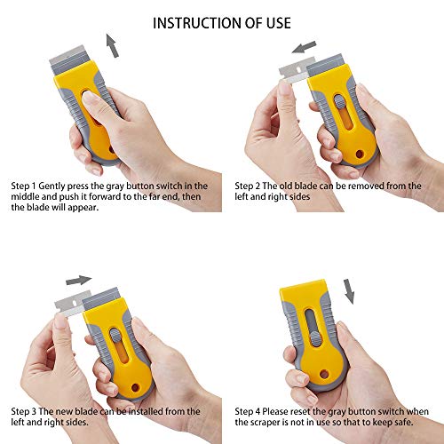 WEGAZ Razor Blade Scrape with 15pcs Extra Blades, Scraper Tool, Razor Blade Retractable, Paint Stripping Tool, Cleaning Tool for Removing Labels, Stickers, Decals, Paint from Glass and Stovetop-WEGAZ - Image 5