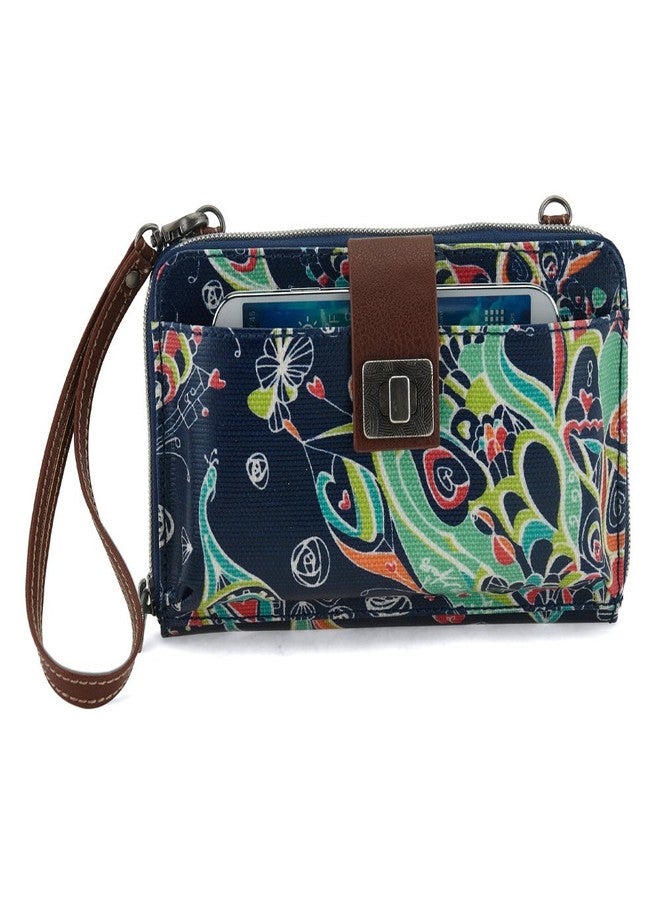 Sakroots Artist Circle Large Smartphone Cross-Body Phone Wallet, Denim Songbird - Image 1