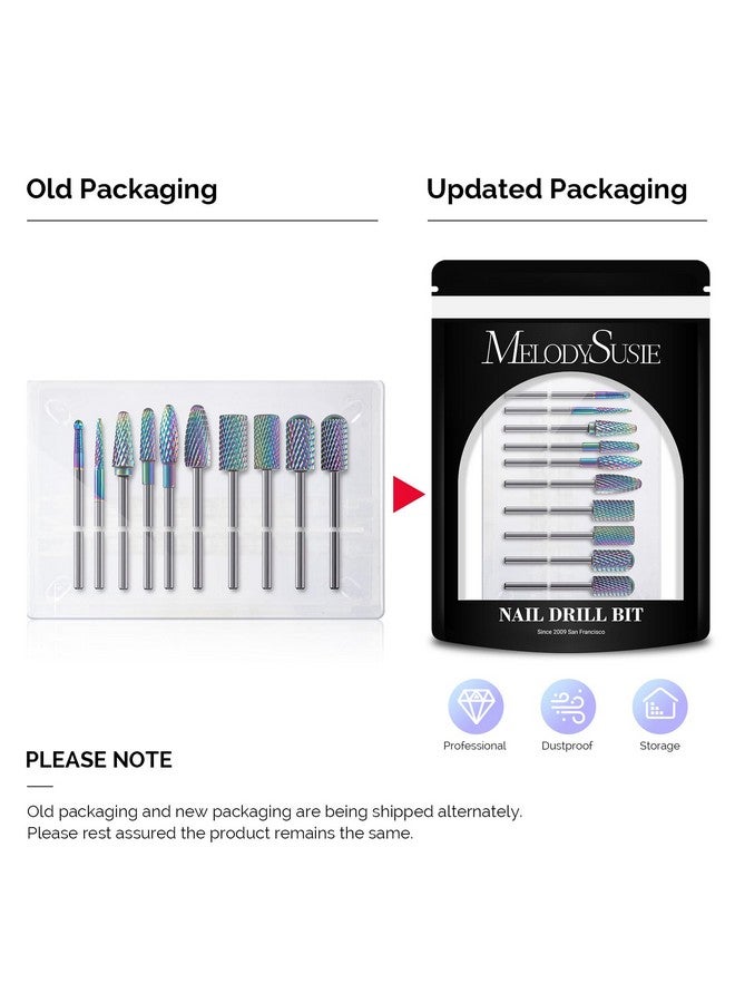 ميلودي سوزي مجموعة رؤوس مثقاب الأظافر من ميلودي سوزي، 10 قطع من رؤوس أظافر من كربيد التنجستن لأداة مثقاب الأظافر، رؤوس 3/32 بوصة، أدوات إزالة طلاء الأظافر من أجل أظافر الجل الأكريليكي، لوازم العناية بالأظافر في الصالونات والمنزل، ملونة - Image 2