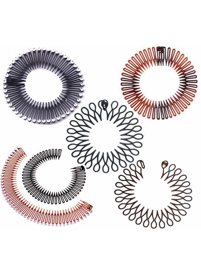 Suoirblss 6PCS Stretch Flexible Hair Combs Headband, Women's Fashion Plastic Teeth Headband Hair Clips Hoop, One Size Fits Most  - Image 1
