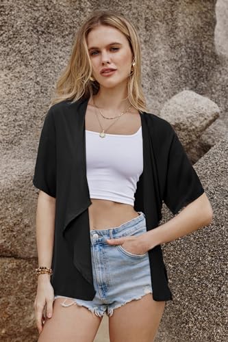 STYLEWORD Kimonos for Women Lightweight Summer Cardigan Casual Loose Beach Swim Cover Up(Black,XL) - Image 3