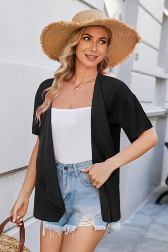 STYLEWORD Kimonos for Women Lightweight Summer Cardigan Casual Loose Beach Swim Cover Up(Black,XL) - Image 4