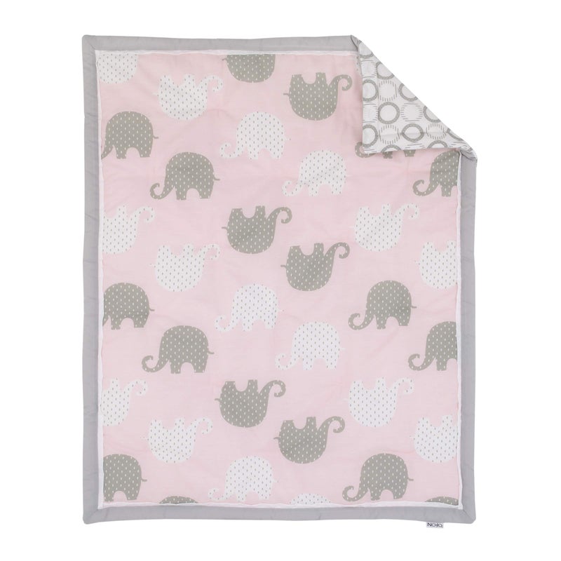 NOJO Dreamer - Pink/Grey Elephant 8 Piece Comforter Set - Image 2