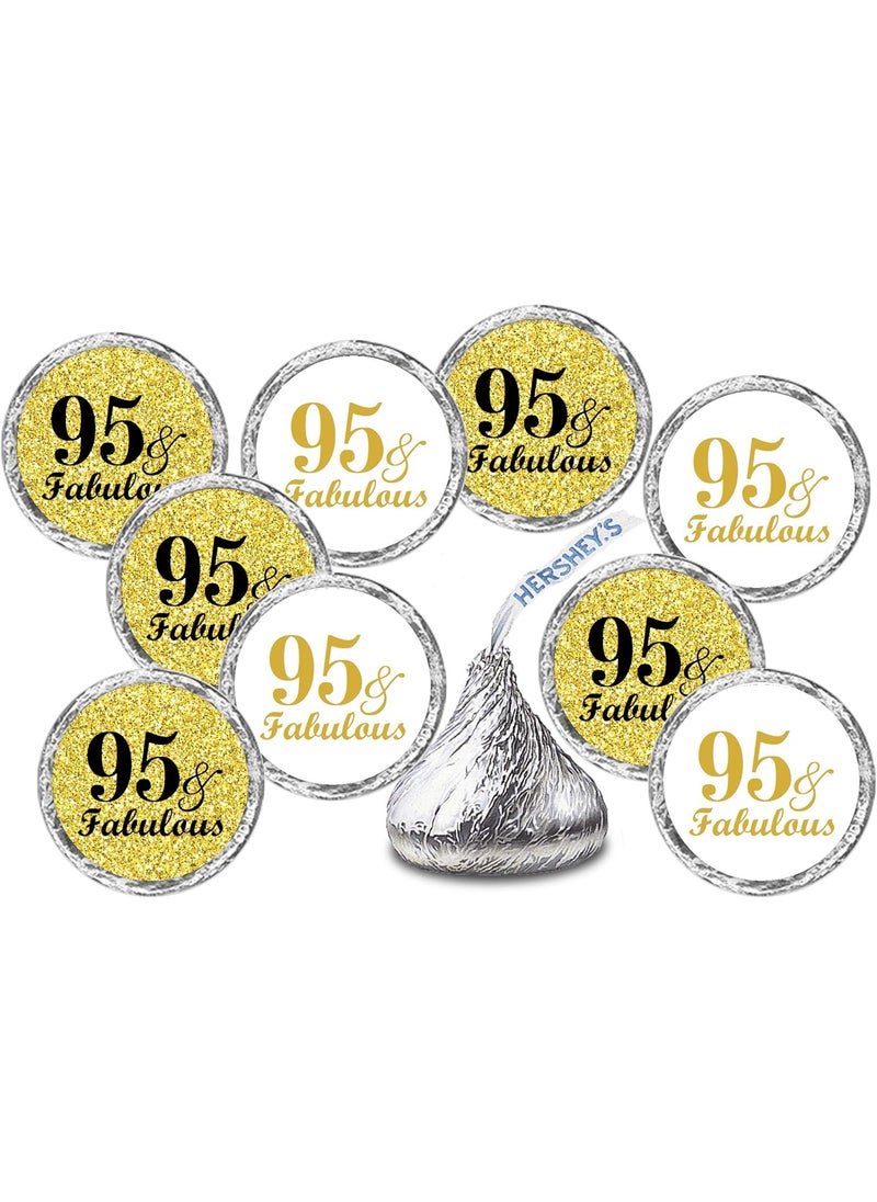 RokAPary 95  Fabulous Birthday Gold Kisses Stickers Set of 216 Chocolate Drops Labels Stickers for Birthday Party Party Favors Decor for Kisses Made in USA  - Image 1