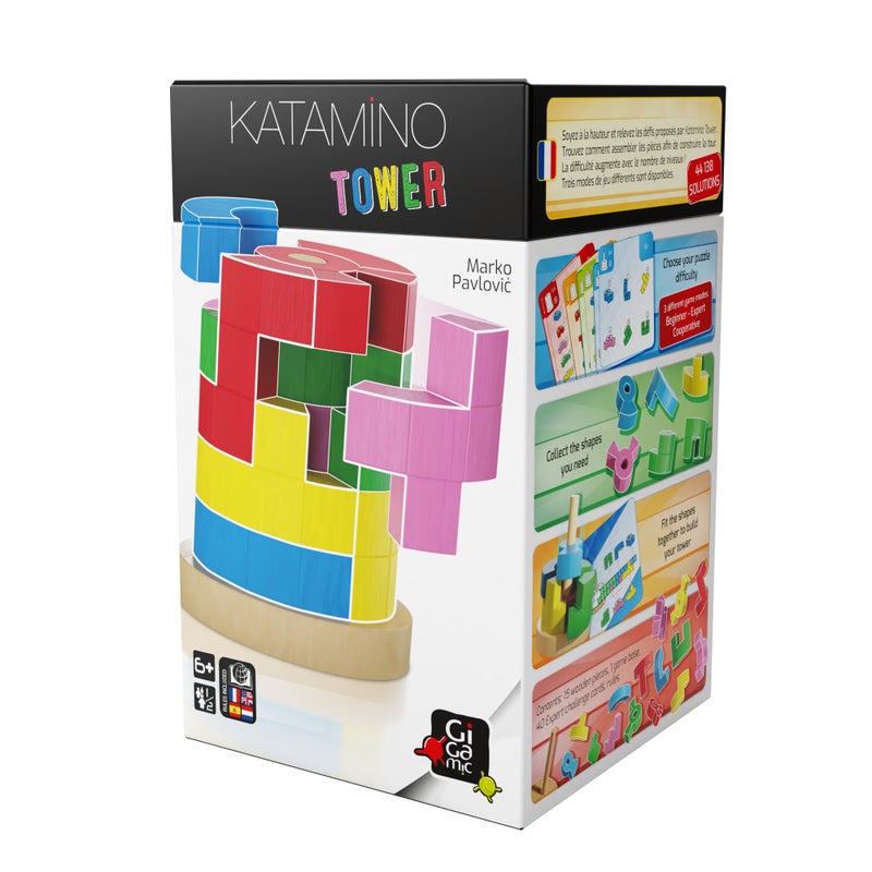 GIGAMIC Katamino Tower Wooden 3D Puzzle for Kids and Adults Brain Teaser and Abstract Tower Game Strategic Family Friendly STEM Brain Games Ages 6 12 Players 15 Min - Image 2