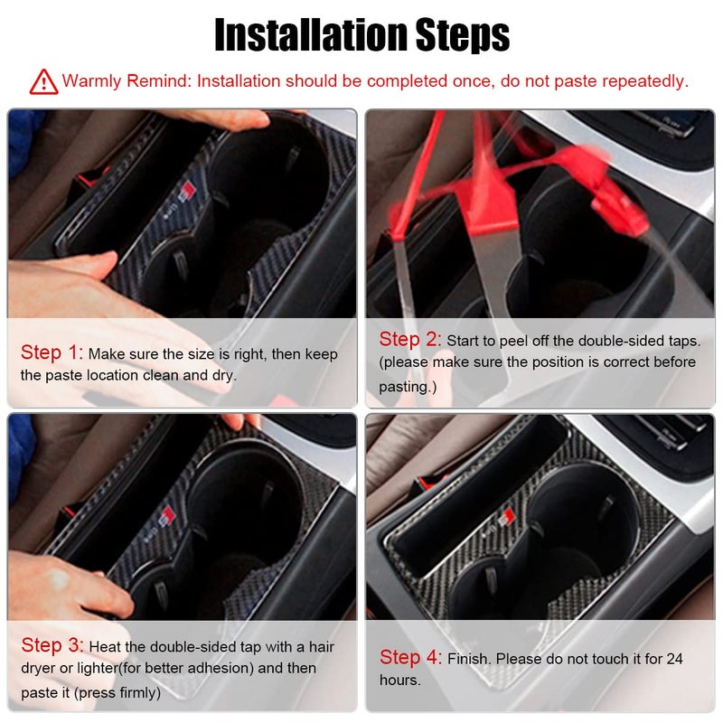 INTGET for 4 Products Center Console Carbon Fiber for Subaru Outback/Legacy 2020-2025, Navigation Screen Panel Cover, Cup Holder Panel Cover, Steering Wheel Cover, 2pcs Dashboard Side AC Vent Covers - Image 5