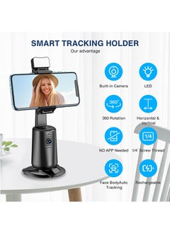 General Auto Face Tracking Tripod 360° Rotating Auto Tracking Phone Stand, No App, Phone Camera Stand with Remote and Gesture Control, Rechargeable Smart Shooting Stand for Live Video Recording Tiktok（Black）  - Image 2
