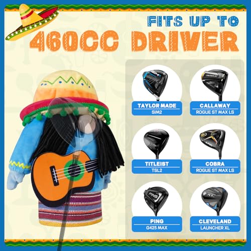 LZFAN Golf Club Covers for Woods and Drivers Funny Driver Headcover Animal Golf Club Head Covers Golf Gifts for Men Women Plush Mexican - Image 3