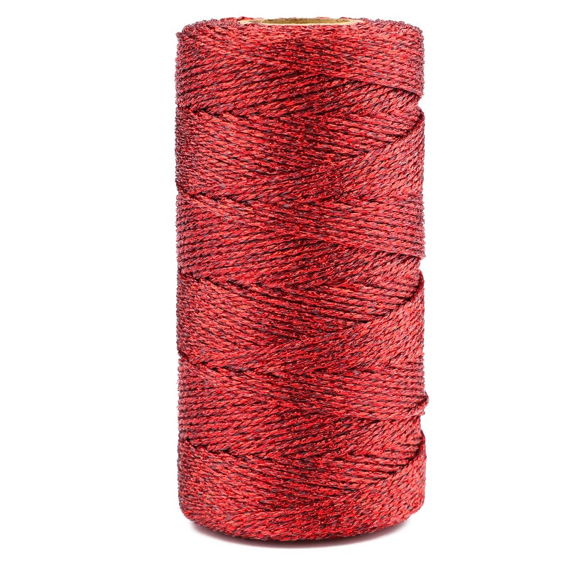 joycraft 110Yards Decorative Metallic Bakers String  Red Wrapping Twine String  Inelastic  Glitter String for DIY Crafting Christmas Decor Presents15mm