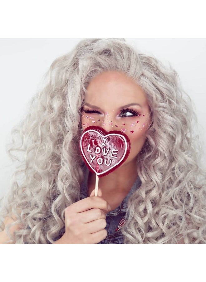 IMSTYLE Light Grey Lace Front Wigs Loose Curly Gray Synthetic Hair Wig For Women Cosplay Party Halloween Bounce Fluffy Hair  - Image 2