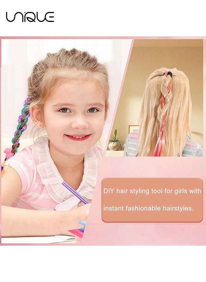 Unique 9 Pcs Colored Braids Hair Extensions with Rubber Bands, Kids Braided Wigs Ponytail Extension Hair Day Accessories Women Colorful Synthetic Hairpieces Party Highlights Cosplay Dress Up - Image 5