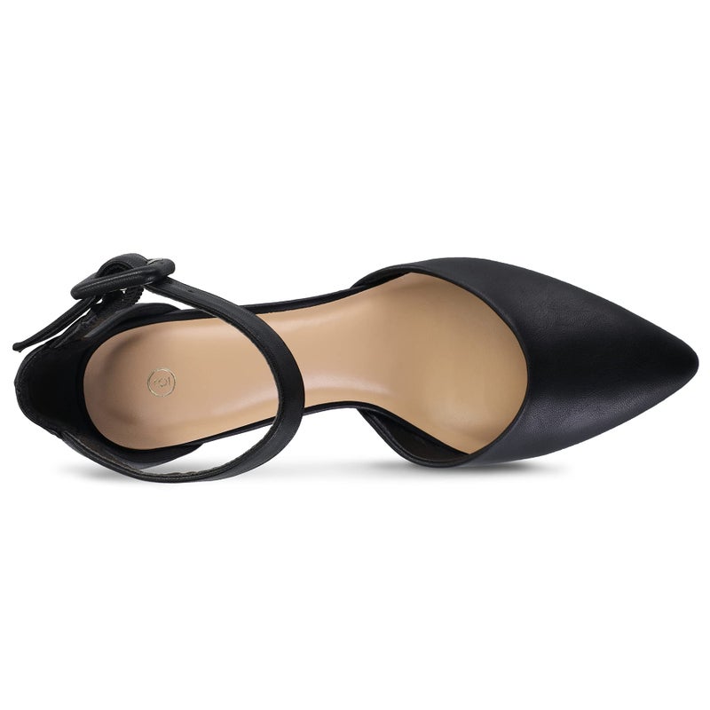 mysoft Women's Pointed Toe Low Chunky Heels Closed Toe Ankle Strap Dress Pump Shoes - Available in Wide Sizes - Image 4
