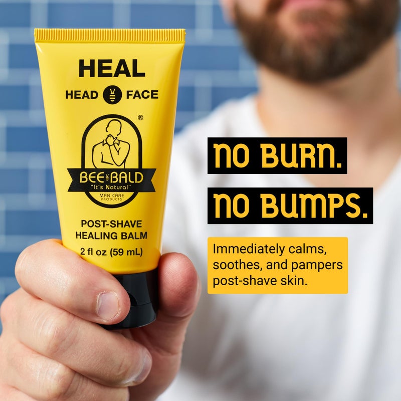 Bee Bald بلسم Bee Bald HEAL لعلاج ما بعد الحلاقة يهدئ البشرة التالفة على الفور ويعالج النتوءات والاحمرار وحروق الحلاقة والتهيجات الأخرى المرتبطة بالحلاقة، 2 أونصة سائلة - Image 2