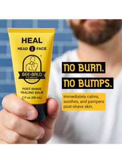 Bee Bald Bee Bald HEAL Aftershave for Men Healing Balm, Immediately Calms & Soothes Damaged Skin, Treats Bumps, Redness, Razor Burn & Other Shaving Irritations (2 Fl Oz)  - Image 2