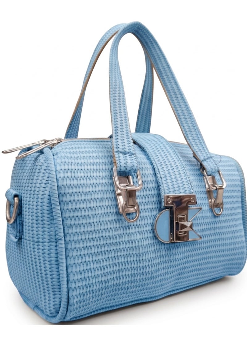Women's Small Handbag,Woven Design, Silver Metal Accessories (Lebanon)