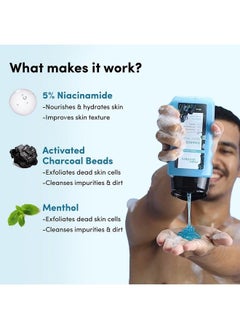 Man Matters 3 In 1 Action Charcoal Body Wash ; Activated Charcoal Menthol & 5% Niacinamide ; For Instant Freshness Odor Protection & Deep Cleansing ; 24 Hour Freshness ; 250Ml  - Image 5