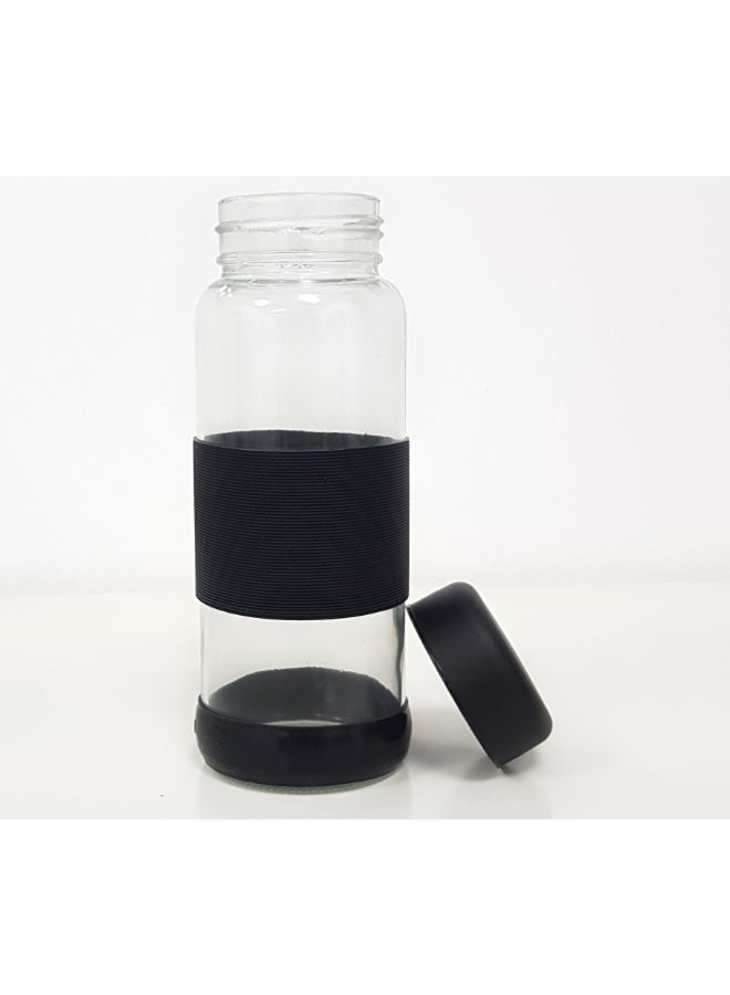NIBEMINENT Glass Water Bottle With Silicone Grip Clear/Black 0.5Liters - Image 3