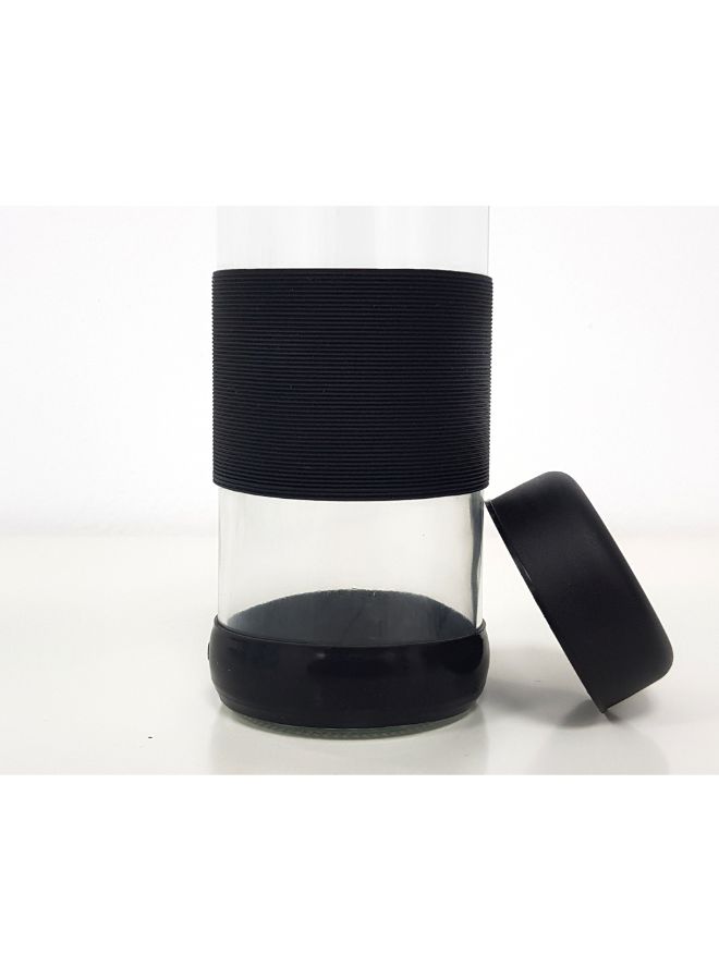 NIBEMINENT Glass Water Bottle With Silicone Grip Clear/Black 0.5Liters - Image 2