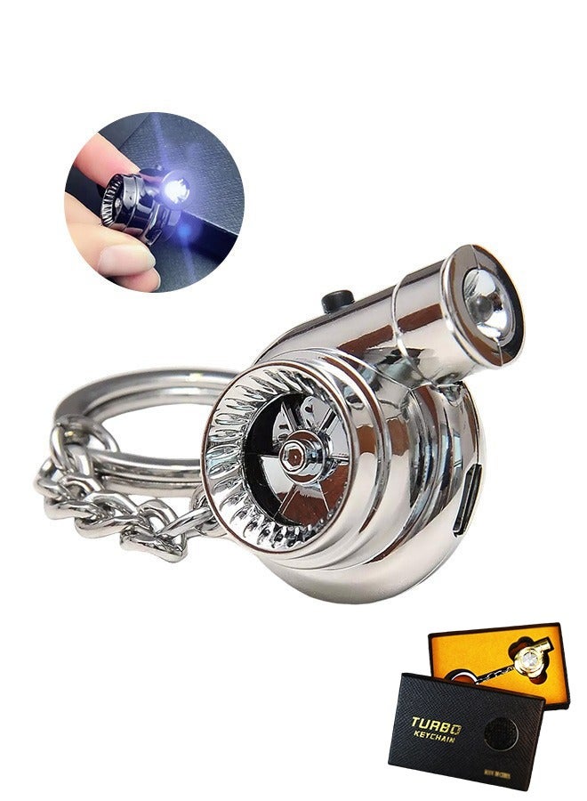 Turbo Car Electronic Keychain with Sounds LED Light, Stylish Car Flashlight Turbo Keychain, DIY Rotating Key Holder, Car Decorations Perfect Gifts - Image 1