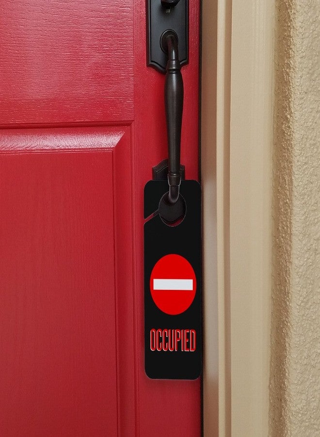 GRAPHICS & MORE Graphics and More Occupied Red Circle Plastic Door Knob Hanger Sign - Image 2